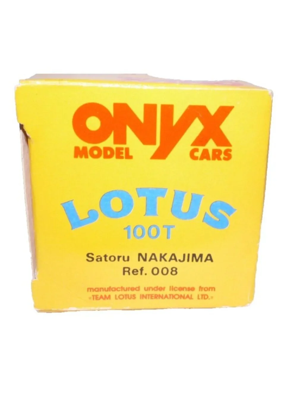 Onyx die cast model F1 race car Lotus 100T Satoru Nakajima 008 New, Box Damaged